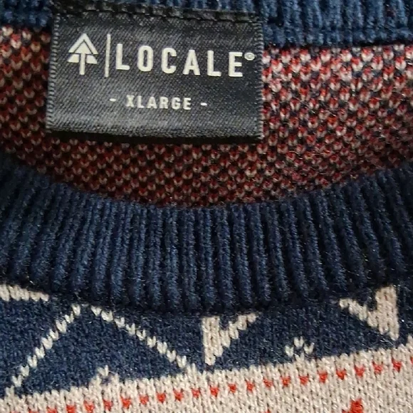 CALE Men's Sweater - Blue and Red Nordic Design Mountain HIGH Outfitters - Picture 3 of 7